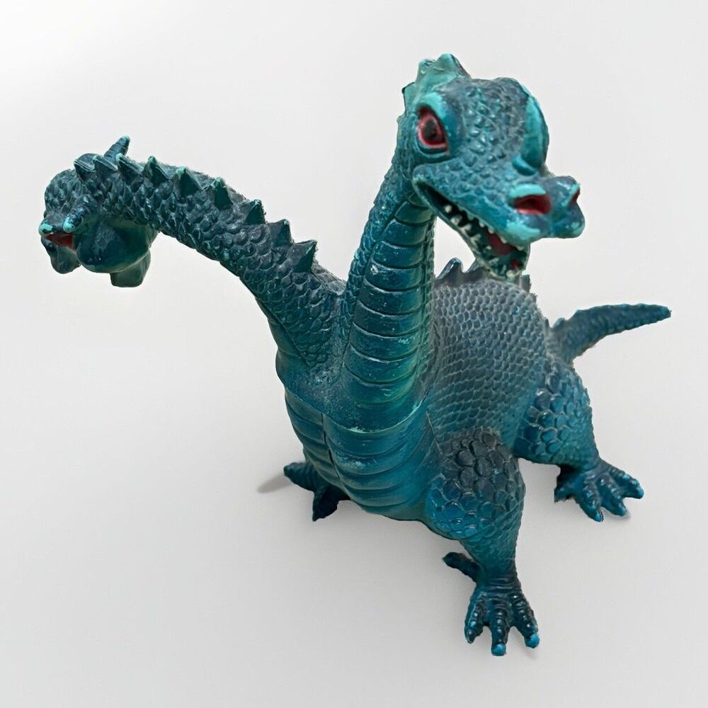 Vintage 1983 Blue Two 2-Headed Dragon Figure Imperial Dragons Knights & Daggers